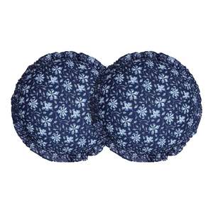 Housse de coussin ronde bleu marine et blanc de qualité supérieure et élégante pour canapé et lit ou housse de coussin décorative imprimée en vente - Product Image 1