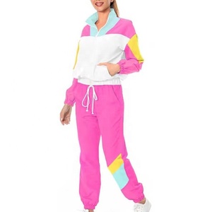 <b>Women</b> Winter Hooded Color Block Tracksuit Set Polyester/Elastane Long Sleeve Windbreaker <b>Jacket</b> Jogger Pants Front Casual - Product Image 5