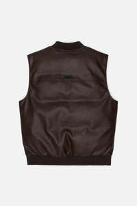 Chaleco de Cuero Vegano Marrón, Transpirable, Impermeable, Cortavientos, de Manga Larga, para Todas las Estaciones - Product Image 2