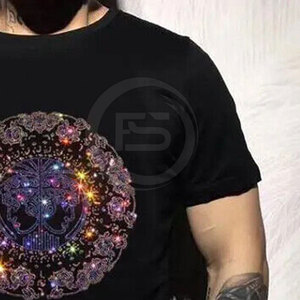 Camiseta de Manga Corta para Hombre, 100% Algodón, Secado Rápido, con Pedrería, Corte Regular, Transpirable, Ecológica, Informal, Superventas - Product Image 4