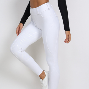Pantalon d'équitation en silicone intégral anti-boulochage blanc pour femme, jambières d'équitation pour cavalier - Product Image 4