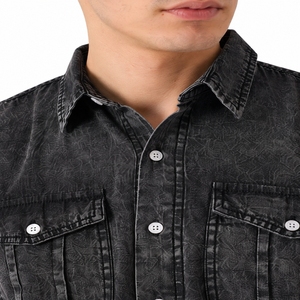 Chemise en jean pour homme, style décontracté moderne, coupe premium, boutons classiques sur le devant, deux poches poitrine, manches longues. - Product Image 4