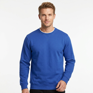 Sudadera de Cuello Redondo Azul Rey para Hombre, 100% Algodón, Corte Regular, Informal, Tejido de Punto, Color Sólido, para Otoño - Product Image 6
