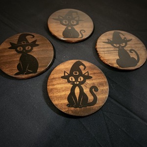 แผ่นรองแก้วไม้รูปแมวสุดพรีเมียม ของตกแต่งบ้านน่ารัก ชุดป้องกันโต๊ะ เหมาะสำหรับกาแฟ ชา และเครื่องดื่ม จากอินเดีย - Product Image 5