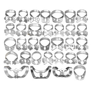 Pinces de contention dentaire manuelles professionnelles en caoutchouc, acier inoxydable allemand, 32 pièces, rétracteurs universels pour tissus gingivaux et molaires inférieures - Product Image 1