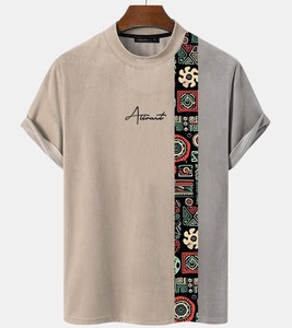 Men's <b>White</b> Short Sleeve T-Shirt With Colorful Back Letter Print Regular Fit Casual O-Neck 100% Cotton Jersey Breathable - Product Image 3