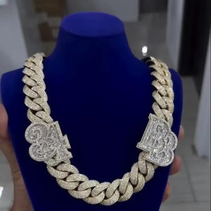 Luxury 925 Silver <b>Iced</b> <b>Out</b> Cuban Link <b>Chain</b> Custom Initial Connectors Diamond Hip Hop Necklace Micro Pave Bling Jewelry Gift - Product Image 1