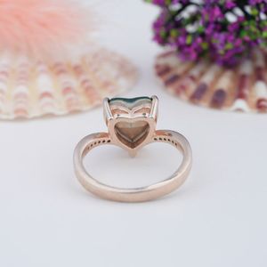 Beautiful Tourmaline Color <b>Stone</b> 925 Silver Trillion Cut Rose Gold Plated 14k Synthetic Gemstone Wedding Ring - Product Image 4