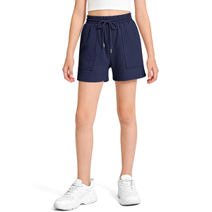 Shorts Deportivos Azul Marino para Niña, Cintura Elástica, con Bolsillos, para la Escuela, Estilo Casual, Tipo Cargo - Product Image 4