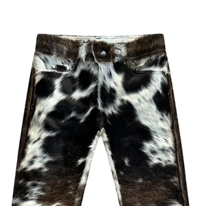 Pantalon en cuir de vachette véritable pour femme, taille haute, style classique, mode décontractée, streetwear, pantalon de créateur moderne, personnalisable OEM - Product Image 4