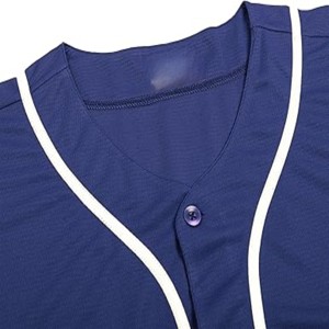 Camiseta de Béisbol Unisex de Manga Corta con Botones al Frente, Absorbente de Humedad, Color Azul Marino Sólido, Corte Regular, Ropa para Adultos, ODM OEM - Product Image 6