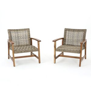 Set di 2 Sedie Club da Esterno in Vimini e Legno di Acacia con Telaio in Legno di Acacia - Product Image 6