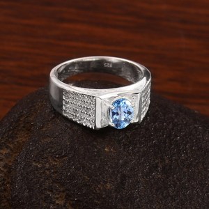 Anillo ovalado de espinela azul, plata de ley 925, chapado en oro de 14 quilates, pulido, hecho a mano, joyería de compromiso, regalo para ella - Product Image 4