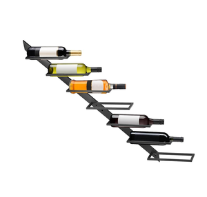 Support mural en métal noir pour bouteilles de vin, présentoir empilable pour bouteilles de vin, décoration de bar - Product Image 1