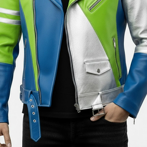 เสื้อแจ็คเก็ตผู้ชายรุ่นใหม่ล่าสุด ขายดี ดีไซน์เสื้อแจ็คเก็ตฤดูหนาวผู้ชาย สีแดง หนังแท้ สไตล์สตรีทแวร์ คอปกเหลี่ยม - Product Image 6