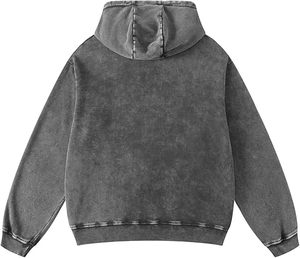 เสื้อฮู้ดดี้ผู้ชายแบบสวมหัว ผ้าฟลีซผสมโพลีเอสเตอร์และคอตตอน ย้อมสีพื้น สไตล์วินเทจ ซักแบบแอซิดวอช หนานุ่ม แห้งเร็ว ระบายอากาศได้ดี เหมาะสำหรับใส่ในฤดูหนาว สไตล์สตรีท - Product Image 2