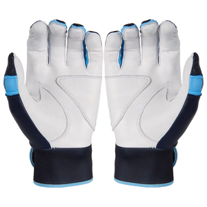 Men Baseball Batting Gloves Navy Blue Leather Breathable Grip Support Adjustable Wrist Strap Sports And Factory Supply - Product Image 4