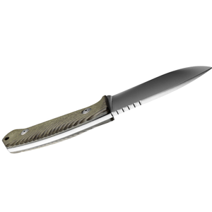 Cuchillos de Caza para Exteriores con Empuñadura Verde Oliva, Hoja Fija Plateada, Funda de Cuero Marrón y Mango Ergonómico para Camping y Senderismo - Product Image 2