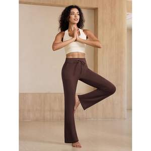 2025 pantalones de Yoga acampanados de cintura alta para mujer, cordón elástico, entrenamiento informal, pantalones de gimnasio, bolsillos, tallas XXS XS Spandex/Nylon - Product Image 3