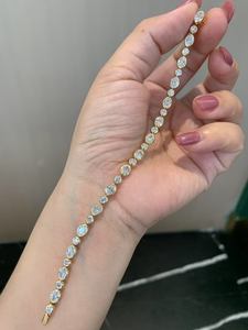 Luxurious Gold Plated Moissanite Freshwater Pearl Tennis <b>Bracelet</b> Hiphop Style <b>Stacking</b> Wrist Accessory Timeless Jewelry for - Product Image 1