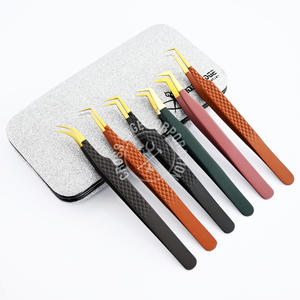 Pinza para pestañas con punta de fibra, pinza clásica para extensiones de pestañas de volumen, herramienta para pestañas con punta de fibra a 90 grados, pinza con agarre de diamante en forma de bota - Product Image 3