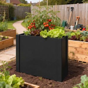 Black 2.6 X 1 X 2 ft Raised Garden Bed Galvanized <b>Planter</b> Box with Gloves for Outdoor Gardening for <b>Vegetables</b> Flowers Herbs - Product Image 2