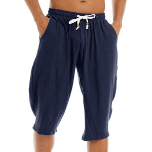 Nouvelle Arrivée - Short Sportif Homme en Coton et Lin, Couleur Unie, Écologique, Coupe Ample au Genou, Capri, Yoga, Fitness, Décontracté, Imperméable - Product Image 1