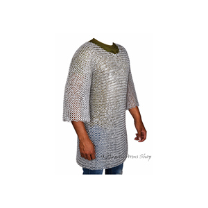 Camisa de Malla de Aluminio de Media Manga con Anillos Remachados de 10mm, Armadura Vikinga de Caballero Medieval para Recreación Histórica, Fiesta de Halloween, Regalo - Product Image 1