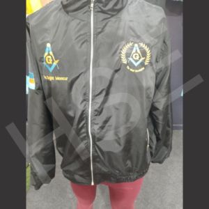 Veste coupe-vent maçonnique brodée sur mesure, veste noire légère à fermeture éclair intégrale avec logo personnalisé - Product Image 2