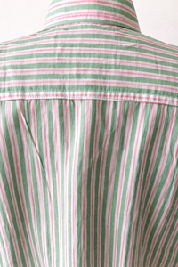 Camisa de algodón a rayas con estampado a mano |   Camisa Verde y Blanca con Botones |   Camisa Unisex Hecha a Mano por Artesanos |   Top de Moda Sostenible - Product Image 4