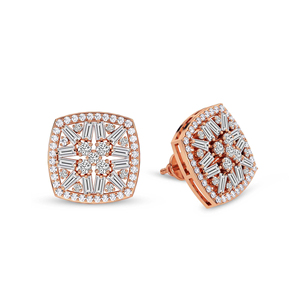 Nouvelles Boucles d'Oreilles en Or Massif 12k/14k/18k Style Designer, Clous d'Oreilles Fleur de Scabiosa Tendance avec Diamants de Laboratoire (2 CT.) Tw. Vêtements pour femmes - Product Image 6