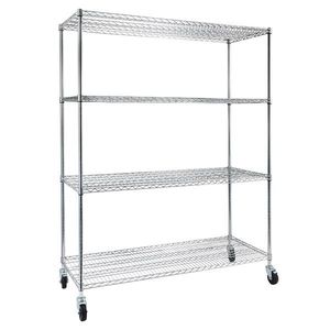 Adjustable 4 Tier Steel <b>Wire</b> Shelving <b>Rack</b> with 4\" Wheels Storage <b>Racks</b> & Shelving Units - Product Image 6