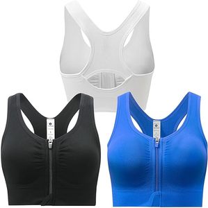 Sujetador deportivo de alta calidad con cremallera frontal, chaleco de yoga transpirable con espalda de malla y relleno extraíble, sujetador para entrenamientos. - Product Image 5