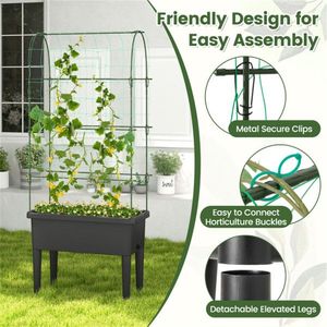 Letto da giardino sopraelevato con vaso di fiori unico disegno di traliccio e cancelli - Product Image 6