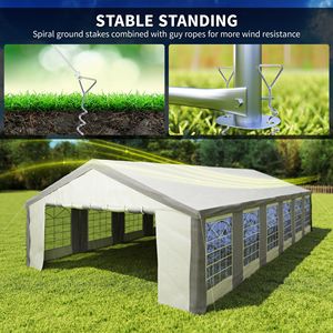 Tendone per Matrimoni e Grandi Eventi 40FT X 20FT, Resistente, con Pareti Laterali Grigie, per Esterni, Carport, Patio, Gazebo - Product Image 6