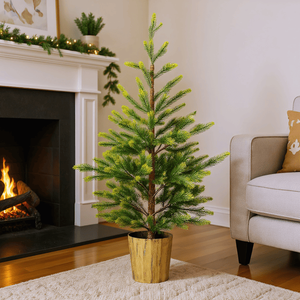Árbol de Navidad Artificial de 1.2 m (4 pies) de Doble Tono, Paquete de 2 con Soporte y Maceta, Árbol de Pino Navideño en Maceta con 119 Ramas para Fiestas - Product Image 2