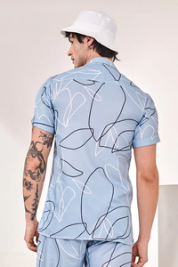 Chemise pour homme en coton mélangé imprimé à la main, manches courtes, coupe ample, chemise élégante pour les tenues quotidiennes et les sorties en plein air - Product Image 2