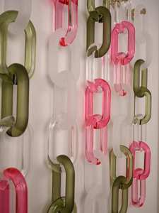 Décoration murale en maillons de chaîne en résine, Art déco, rose, vert, givré, transparent, sculpture suspendue, décoration intérieure - Product Image 1
