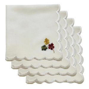 Serviette de table carrée classique en lin brodée sur mesure, bord festonné, pour événements à domicile, avion, mariage - Product Image 1