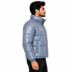 Vestes matelassées légères pour hommes avec col montant et fermeture éclair intégrale, doudoune chaude rembourrée pour l'hiver, fournisseur OEM en gros - Product Image 4