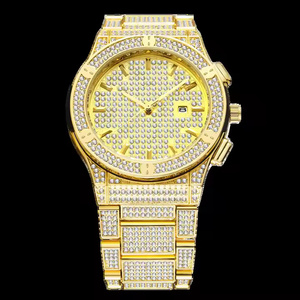 Steel Light Contemporary iced out Moissanite Diamond Quartz Watch for Men with Durable Build and Sleek Style - Product Image 1