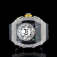 Montre de luxe de qualité supérieure avec diamants blancs glacés, boîtier en acier inoxydable, mouvement mécanique (ETA), unisexe, pour mariages et fiançailles