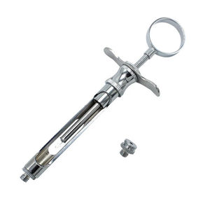 Seringue d'anesthésie manuelle Accuram en acier inoxydable réutilisable, type cartouche, avec poignée moletée argentée, classe A - Product Image 1