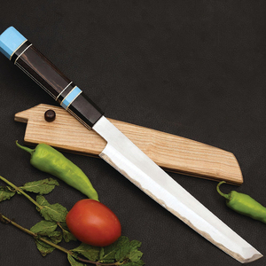 มีดแล่เนื้อ Burraq แบบสั่งทำพิเศษ ขนาด 9 นิ้ว ใบมีดสแตนเลสหนา 3.0 มม. ปลอดภัยสำหรับเครื่องล้างจาน พร้อมปลอกหนัง - Product Image 3