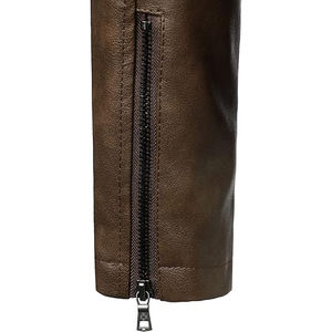 Chaqueta de Cuero Genuino para Hombre, Estilo Biker, Corte Ajustado, Moda Urbana de Invierno, Venta al Por Mayor Directa de Fábrica, Marca Privada - Product Image 5