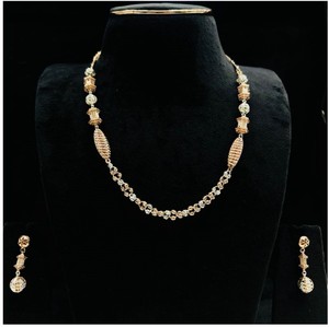 Parure de bijoux de luxe en or massif 22 carats pour mariage et soirée, collier ras-du-cou ajouré à perles filigranées pour femme - Product Image 2