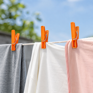 Orange Plastic Clothes Pegs Set for Outdoor Laundry Drying Durable Rectangle <b>Clips</b> with Stainless Steel <b>Spring</b> - Product Image 1