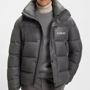 Luxury 2026 New Men Charcoal Grey Puffer Jacket Premium Thick Warm Winter <b>Bubble</b> <b>Coat</b> Hooded Streetwear Outerwear - Product Image 1
