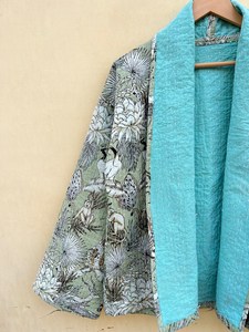 Couette indienne faite à la main 100% coton écologique matelassée anti-plis respirante séchage rapide imprimée numériquement avec poche avant Automne/Hiver - Product Image 4