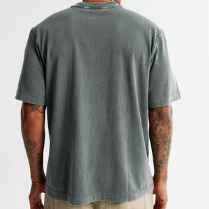 เสื้อยืดแขนสั้นลำลองคุณภาพสูงสำหรับผู้ชาย ไซส์ใหญ่ สวมใส่สบาย คอเสื้อขนาดใหญ่พิเศษ ปรับแต่งโลโก้ได้ พิมพ์ลาย ระบายอากาศได้ดี ผ้าป๊อปลิน - Product Image 4